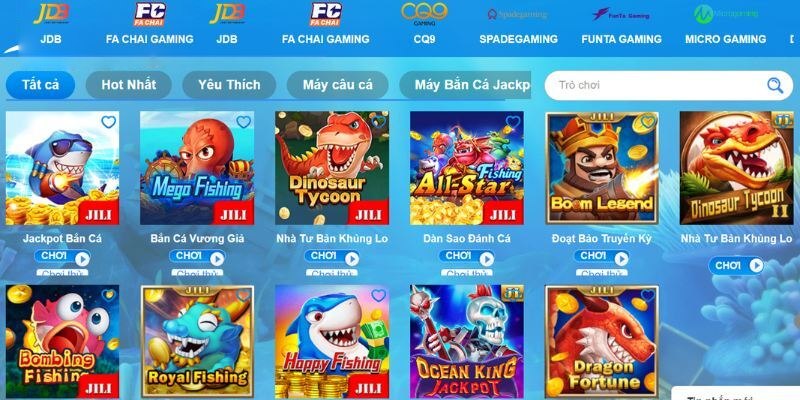 Kho game bắn cá với vô vàn tựa game đến từ các nhà cung cấp nổi tiếng